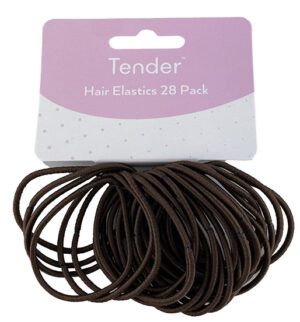 Tender Hair Elastic Brown Card 28 Pack