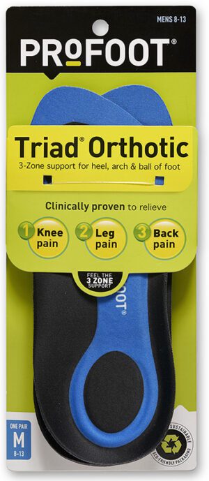 Profoot Triad Orthotic Size 8-13 - Three Zone Support For Knee Leg & Back Pain