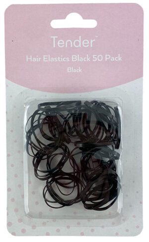 Tender No Tears Elastics Black 50 Pack