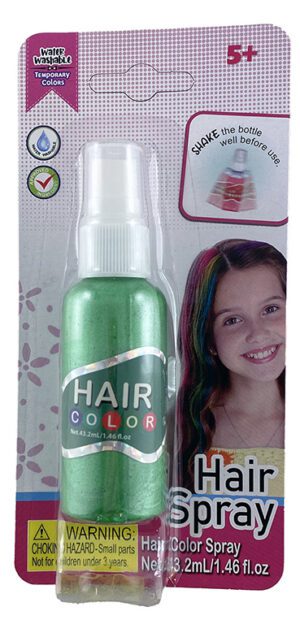 Coloured Hair Spray (water Based) 48ml Green - Water Washable Cleanup