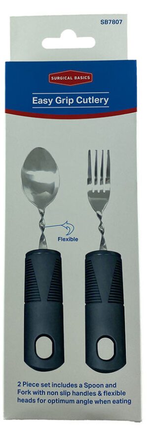 Surgical Basics Adaptive Cutlery Set 2 Piece (spoon & Fork) - Easy Grip & Bendable