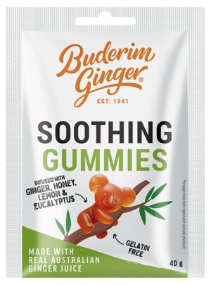 Buderim Soothing Ginger Eucalyptus Bears 40g