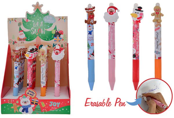 Xmas Erasable Gel Pen (4 Designs) Display Of 36