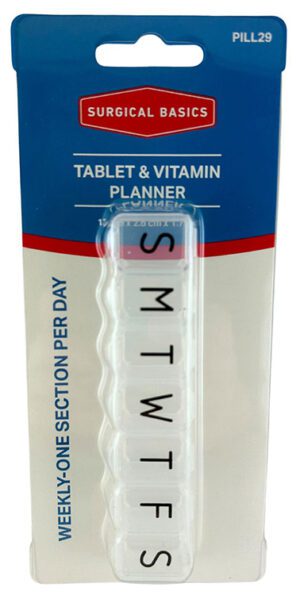 Surgical Basics Pill Box 7 Days 1 Per Day 12 X 2.6 X 1cm