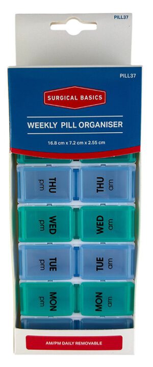 Surgical Basics Pill Box 7 Days 2 Per Day (am/pm) 17 X 7 X 2.5cm