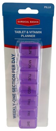 Surgical Basics Pill Box 7 Days 1 Per Day 15 X 3.2 X 2.5cm
