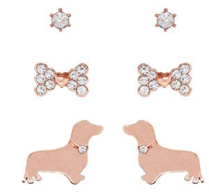 Rose Gold Stud Dog Enamel (3 Pairs)