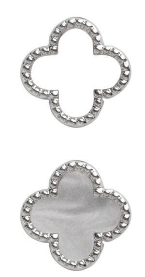 Rhodium Stud Clover (2 Pairs)
