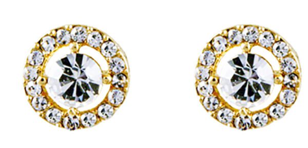 Gold Plated Stud Saturn Crystal