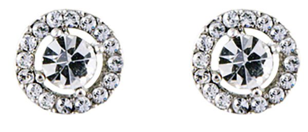 Rhodium Stud Saturn Crystal