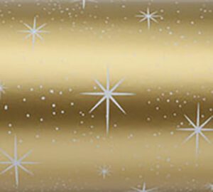 Xmas Paper Roll White Stars On Gold 50cm X 50m