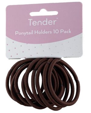 Tender Hair Elastic Thick Brown Card 10 Pack
