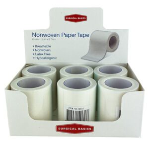 Surgical Basics Paper Tape White (5cmx9.14m) Display Of 6