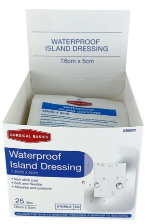 Surgical Basics Waterproof Dressing 7.6x5cm Display Of 25