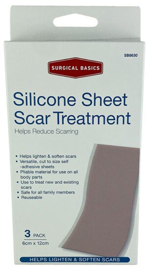 Surgical Basics Scar Reducing Silicone Sheet 12x6cm 3 Per Pack
