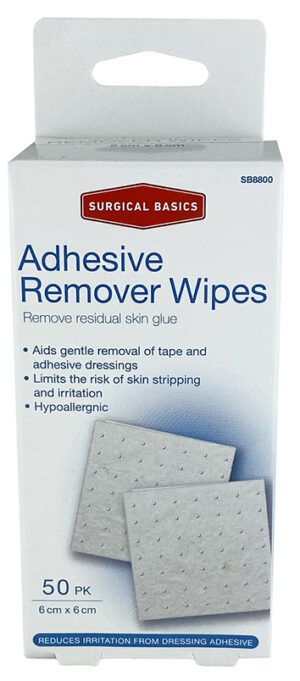 Surgical Basics Adhesive Remover Wipes (6 X 6cm) 50 Pack