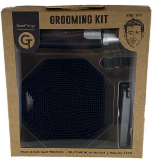Mens Grooming Kit 3 Piece (nose Hair Trimmer/nail Clipper/body Brush)