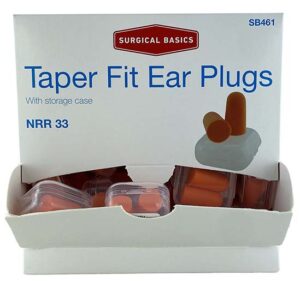 Surgical Basics Foam Orange Taperfit Ear Plugs With Case Nrr33 Display Of 100