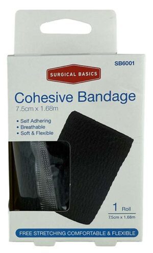Surgical Basics Self Adhesive Bandage Black (7.5cmx1.68m Unstretched)