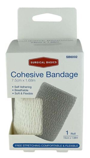 Surgical Basics Self Adherant Cohesive Bandage White (7.5cmx1.68m Unstretched)