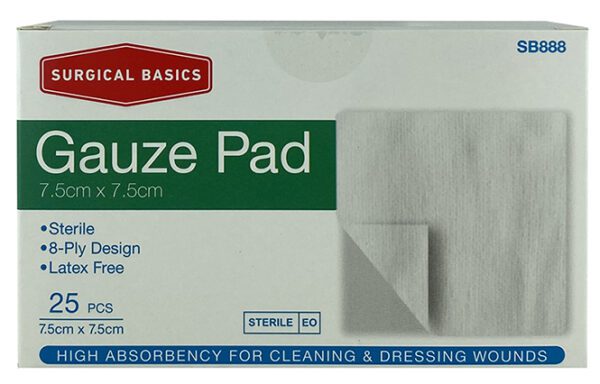 Surgical Basics Sterile Gauze Pad 7.5 X 7.5cm 25 Per Pack