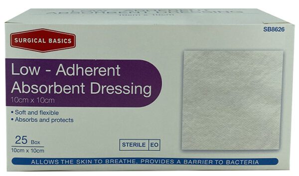 Surgical Basics Low Adherent Dressing 10x10cm Display Of 25