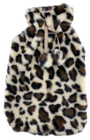 Hot Water Bottle Cover Plush Animal Print Safari Brown – For Standard 2l Bottle