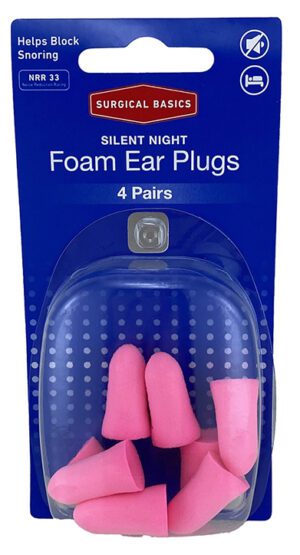 Surgical Basics Foam Silent Night Ear Plugs Nrr33 (4 Pairs)
