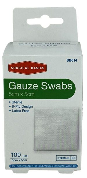 Surgical Basics Non Sterile Gauze Swabs 5cm X 5cm 100 Pack