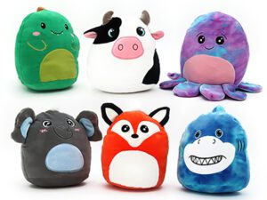 Mello Fello Animals 20cm (6 Assorted - Dinosaur Cow Octopus Elephant Fox Shark)