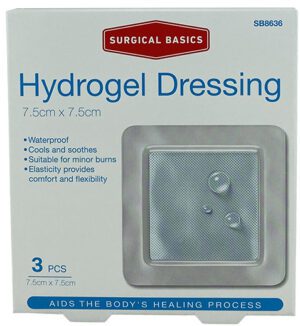 Hydrogel Dressing 7.5  X 7.5cm 3pk - Suitable For Minor Burns - Cools And Soothes