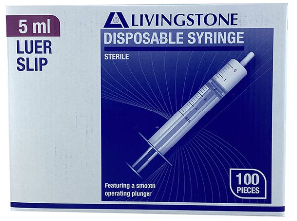 Sterile Disposable 5ml Syringe No Needle 100 Pack