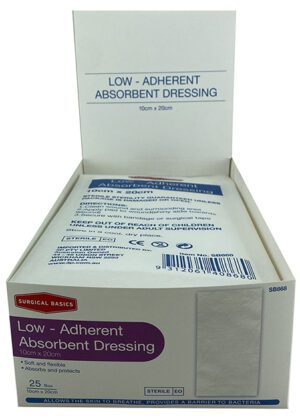 Surgical Basics Low Adherent Dressings 10 X 20cm Display Of 25