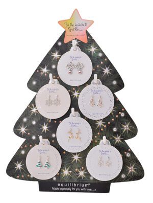 Xmas Sparkle Earring Stand (6 Designs) Display Of 24