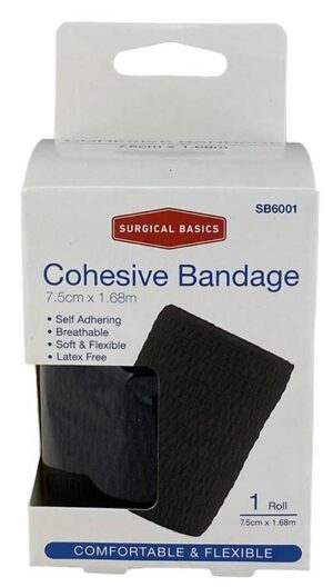 Surgical Basics Self Adhesive Bandage Black (7.5cmx1.68m Unstretched)