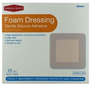 Foam Island Dressing Silicone Adhesive 10x10cm Display Of 25