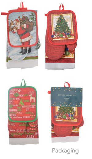 Christmas Napery Set 3piece 3 Assorted