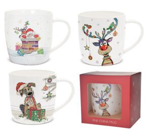Christmas Bug Art Mug 3 Assorted