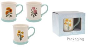 Embossed Flower Mug 3 Asst