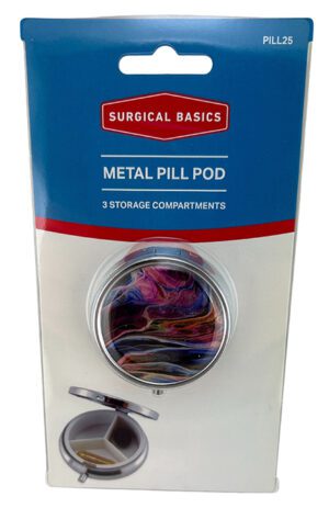 Surgical Basics Metal Pill Pod With Design 3 Sections
