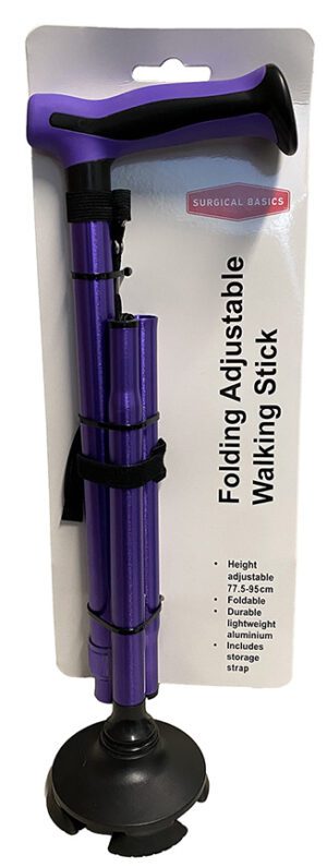 W/stick Folding Adj Pivot Base & Grip Handle Purple 77.5-95cm