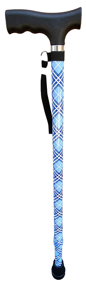 W/stickblue Tartan Adj 72-95cm