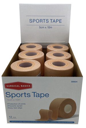 Surgical Basics Sports Tape (5cm X10m) Display Of 12