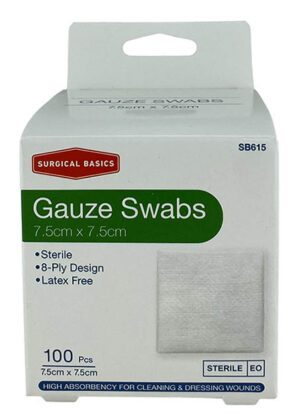 Surgical Basics Non Sterile Gauze Swabs 7.5cm X 7.5cm 100 Pack