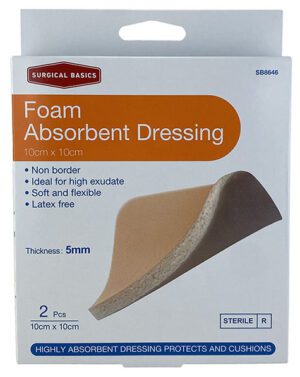 S/basics Foam Absorbent Dressing 2pk 10x10cm