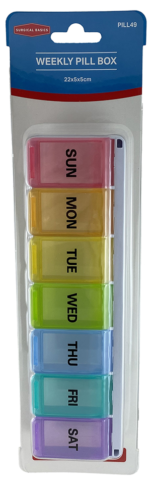 Surgical Basics Weekly Pill Box Organiser 22x5.6x3.6cm