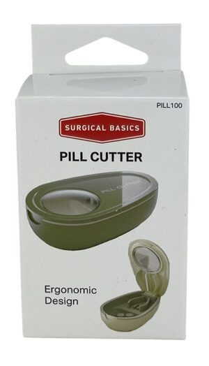 Surgical Basics Ergo Pill Cutter - Avo Green With Removable Silicone Insert