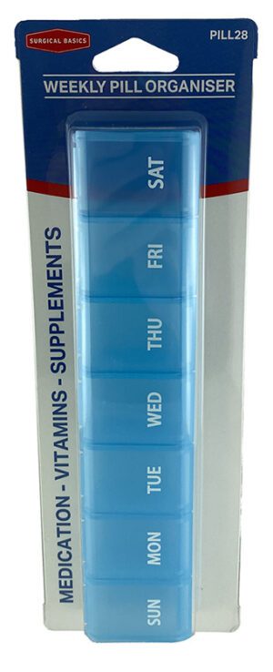 Surgical Basics Pill Box Weekly Large Capacity Daily Sections 20x4.5x2.5cm