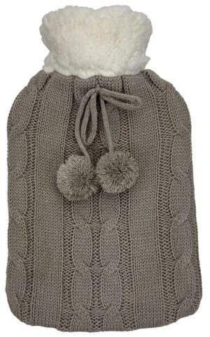 Hot Water Bottle Cover Knit Plush Putty - For 2l Bottle
