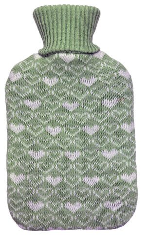 Hot Water Bottle Cover Green Heart - For 2l Bottle